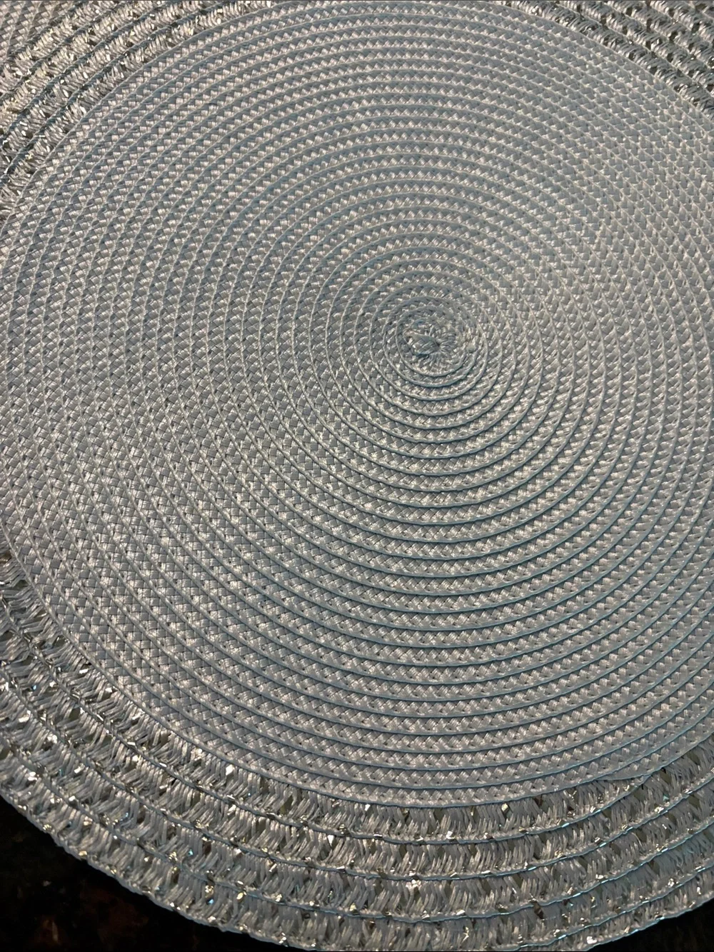 Six Light Blue Woven Round Placemat - Set-Ready Dining Accent